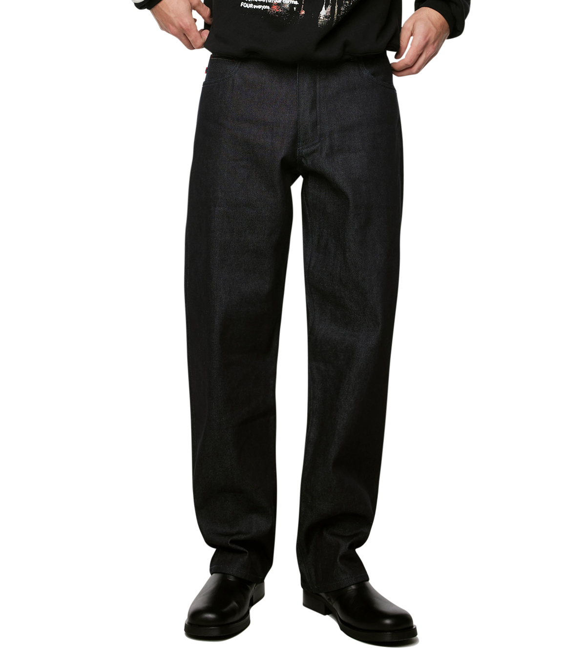 Logo Regular Raw Denim Jeans