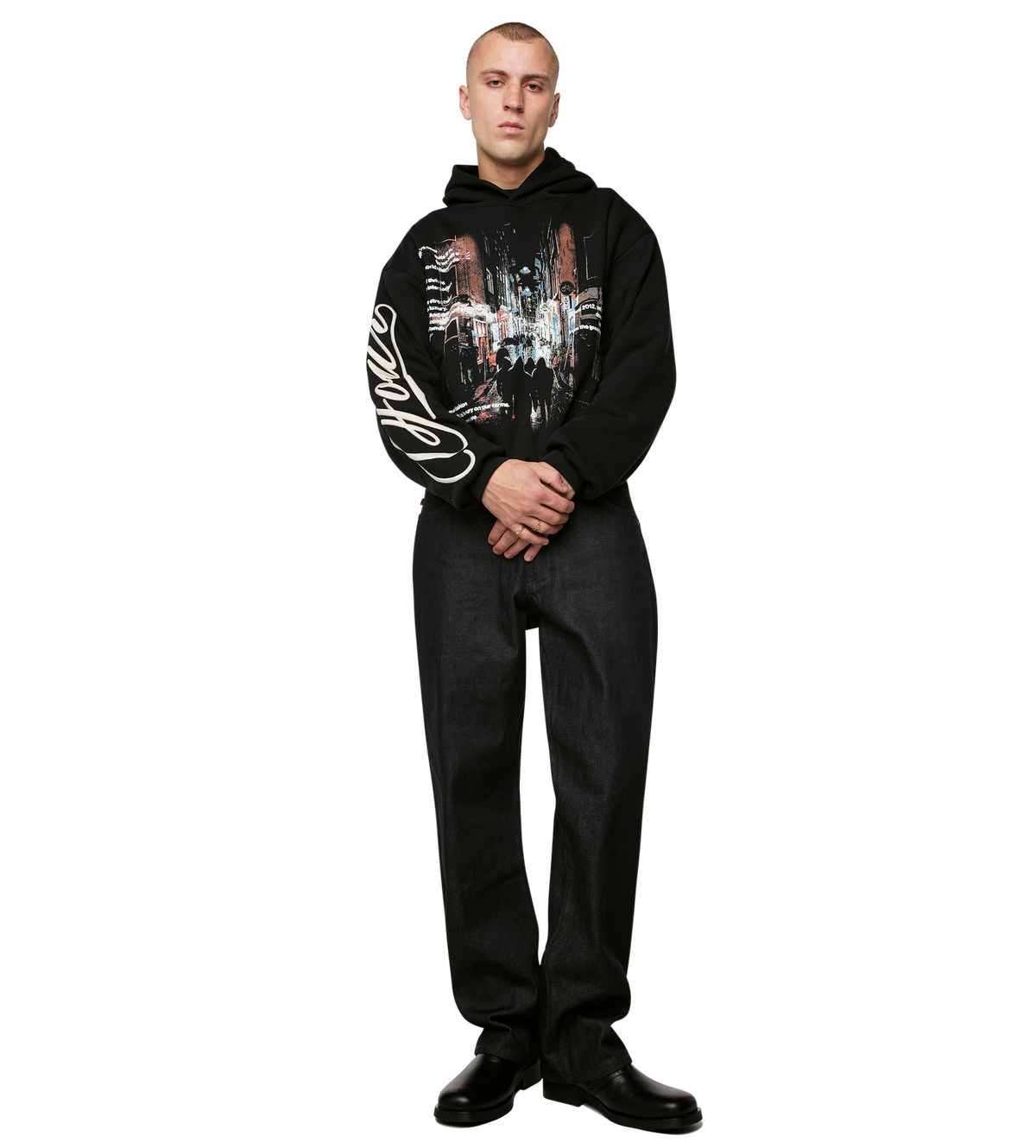 Amsterdam Souvenir Double Layered Hoodie Black