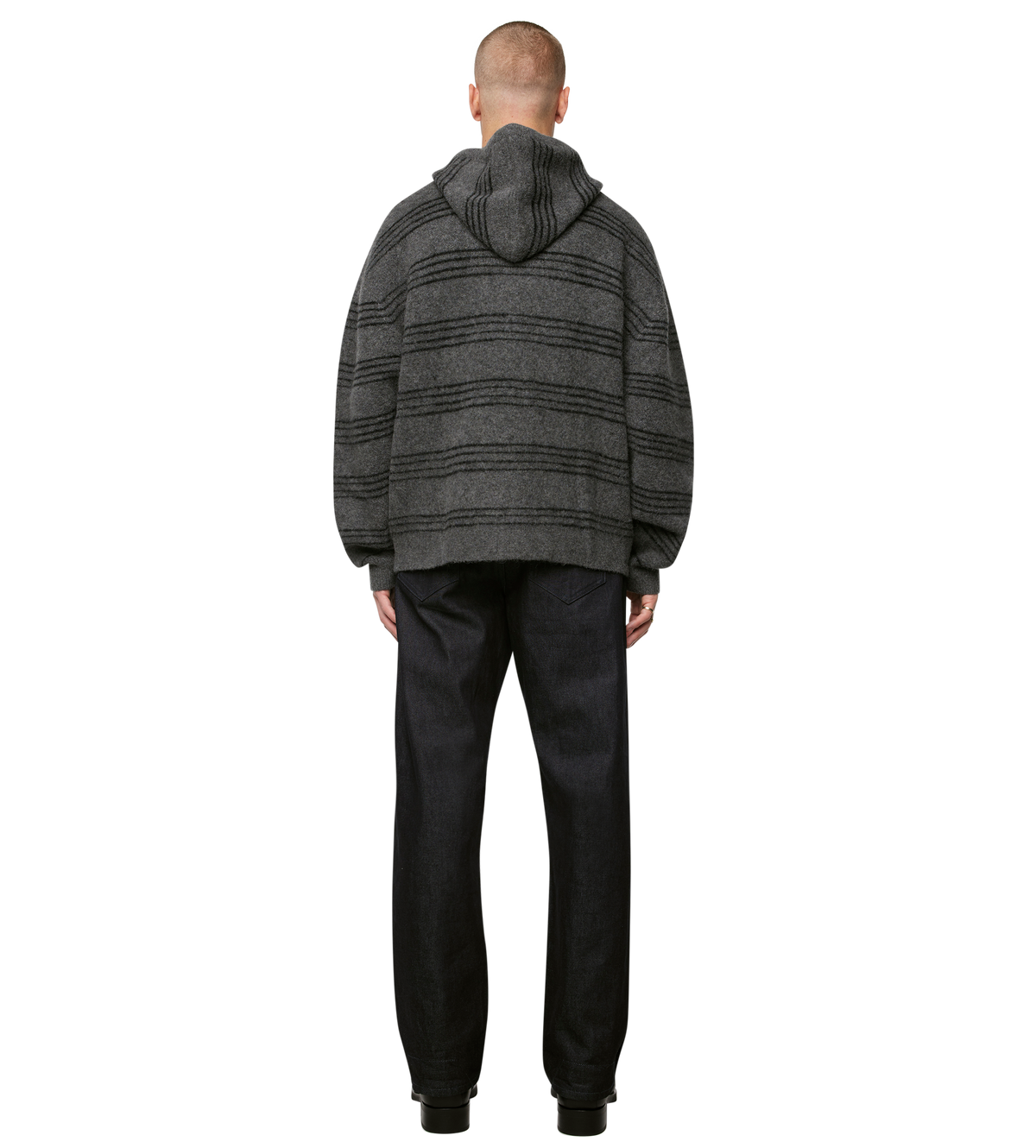 Logo Brushed Knitted Zip Hoodie Grijs