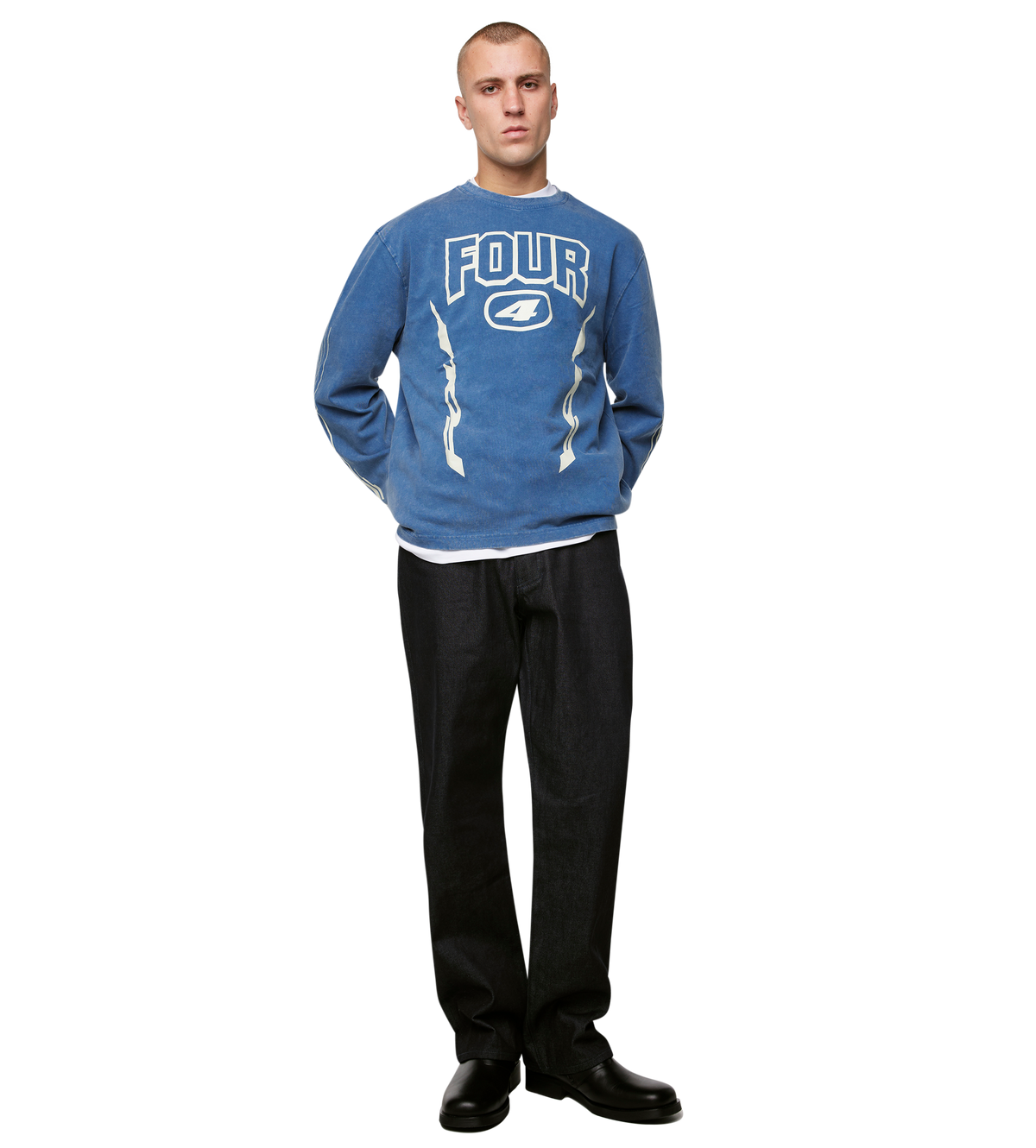 Arrow Logo Boxy Longsleeve Washed Blue