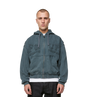 Logo Destroyed Boxy Zip Up Hoodie Washed Grijs