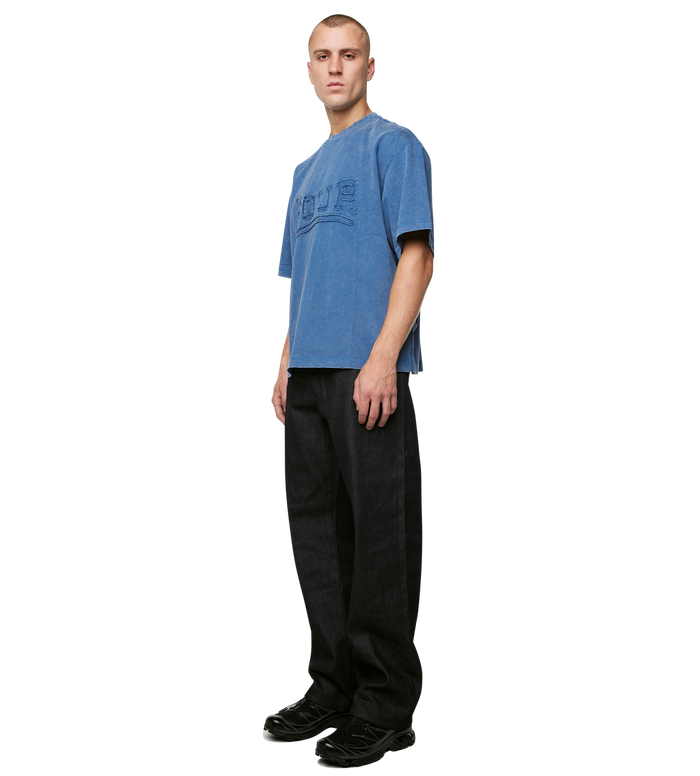 Destroyed Logo Boxy T-Shirt Washed Blue
