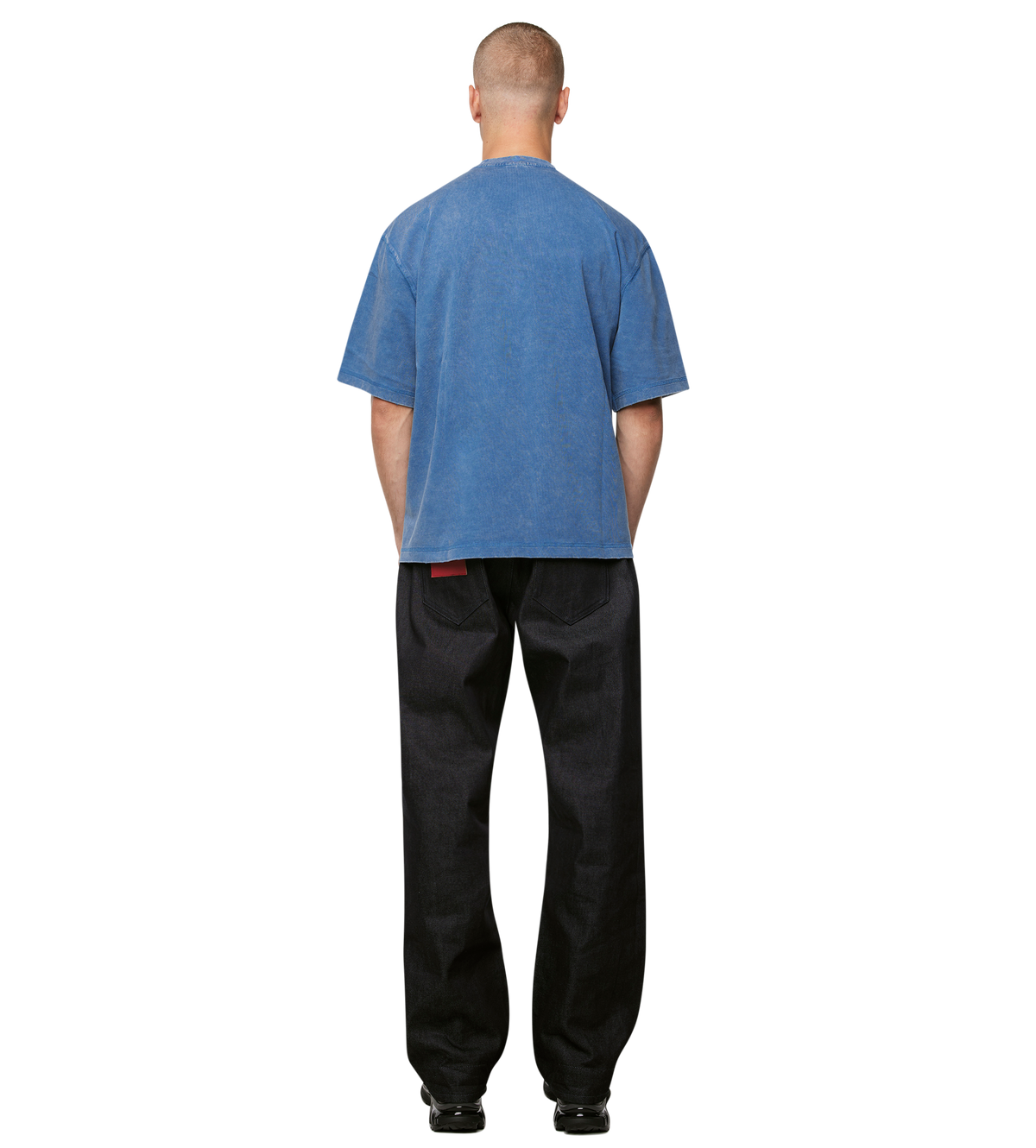 Destroyed Logo Boxy T-Shirt Washed Blauw