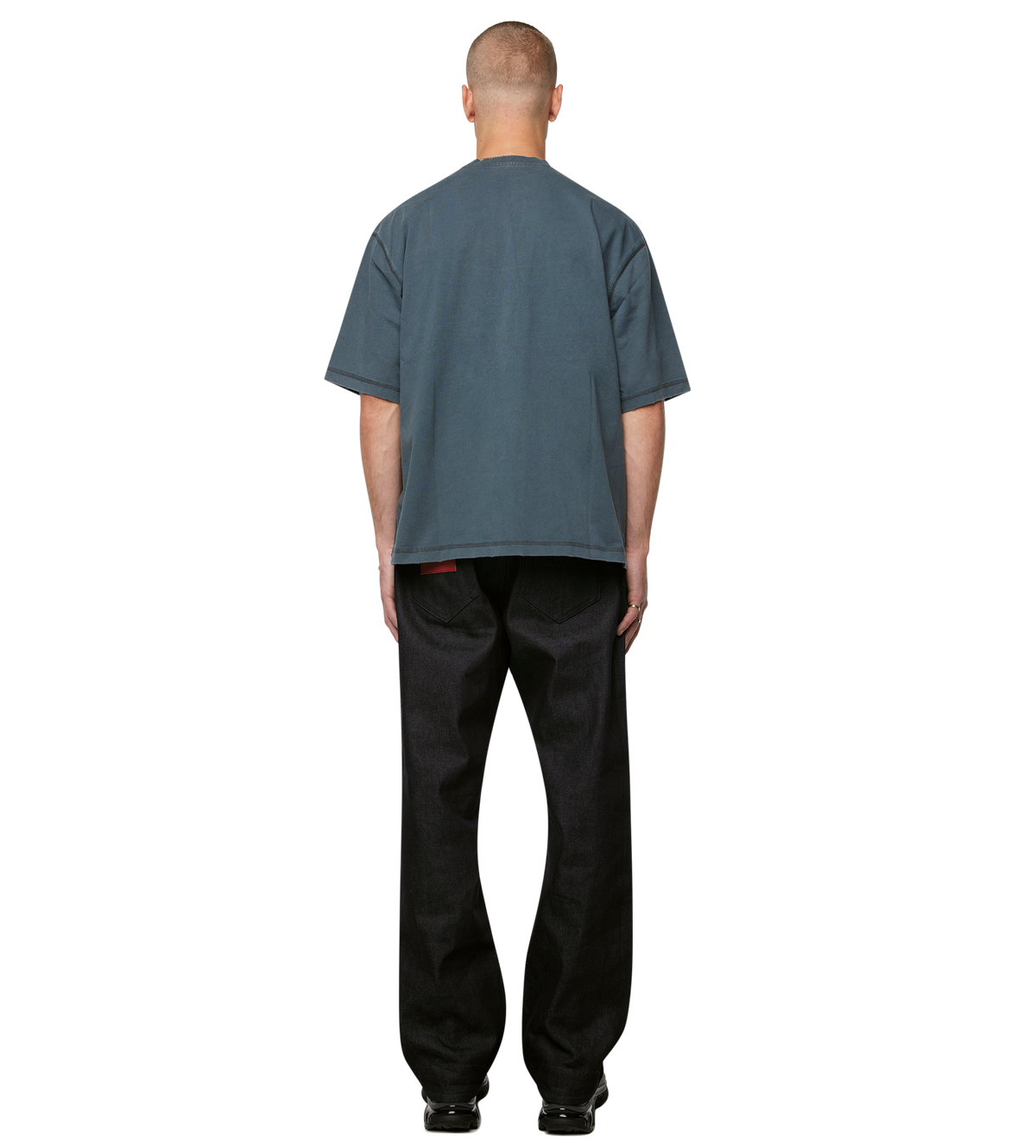 Destroyed Logo Boxy T-Shirt Washed Grijs