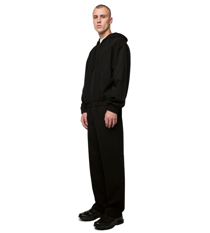 Script Bonded Woven Zip up Hoodie Zwart