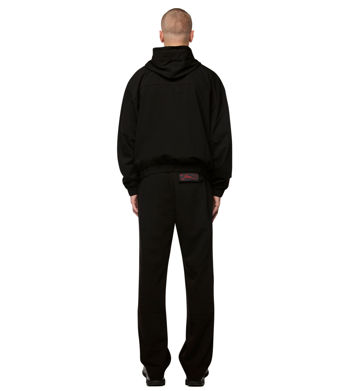 Script Bonded Woven Zip up Hoodie Zwart