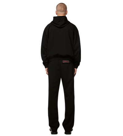 Script Bonded Woven Zip up Hoodie Zwart