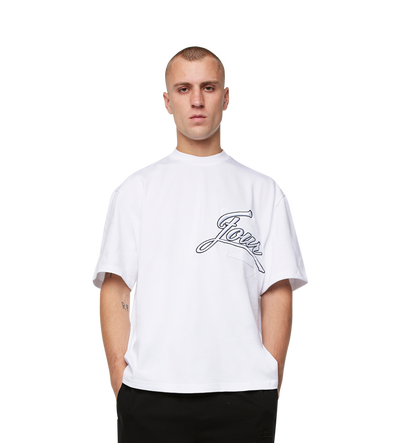 Script Boxy Pocket T-Shirt White