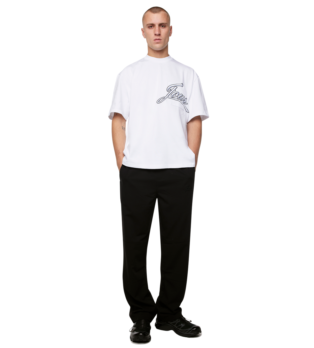 Script Boxy Pocket T-Shirt White