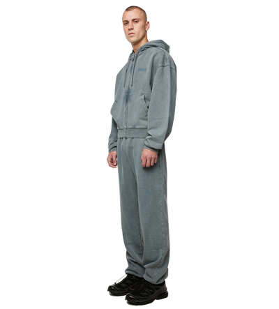 Circles Boxy Zip Up Hoodie Washed Groen