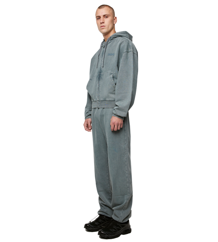 Circles Boxy Zip Up Hoodie Washed Groen