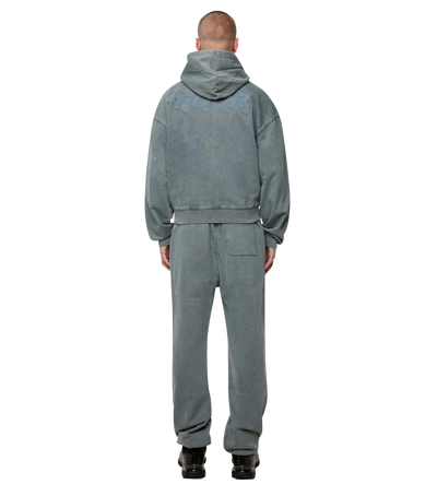Circles Boxy Zip Up Hoodie Washed Groen