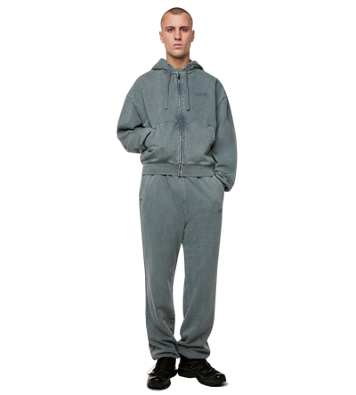 Circles Boxy Zip Up Hoodie Washed Groen
