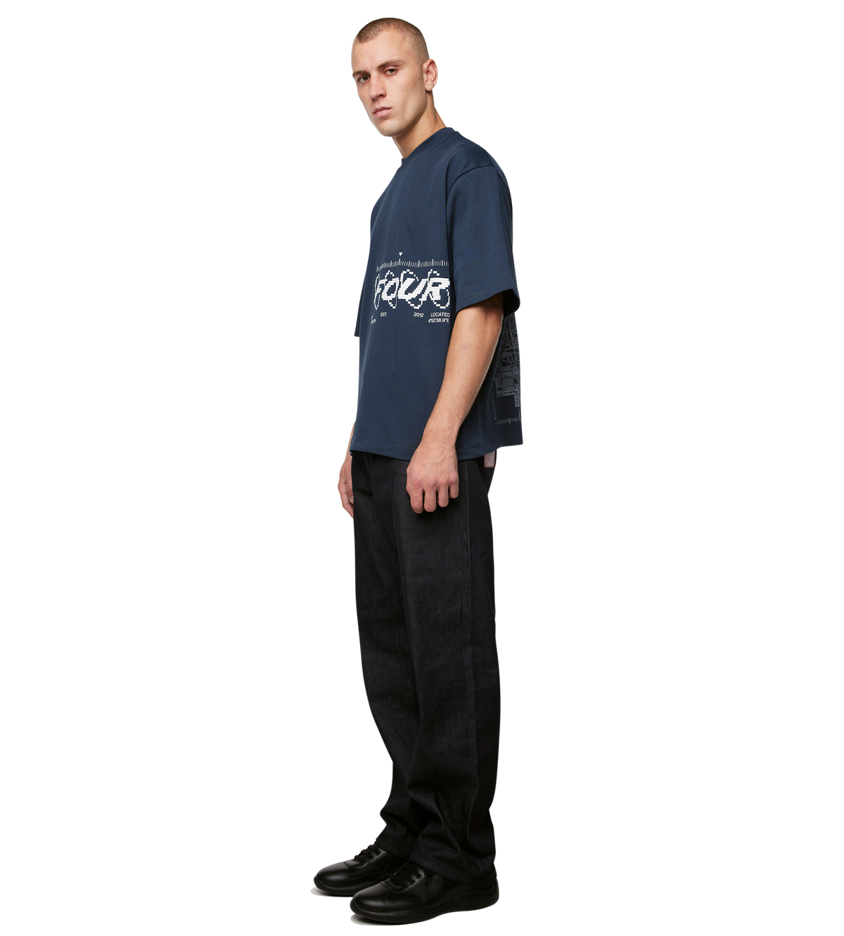 Map Logo Boxy T-Shirt Navy