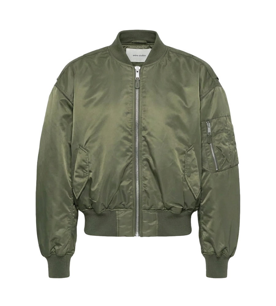 ENTIRE STUDIOS Cropped Broad Bomber in Khaki