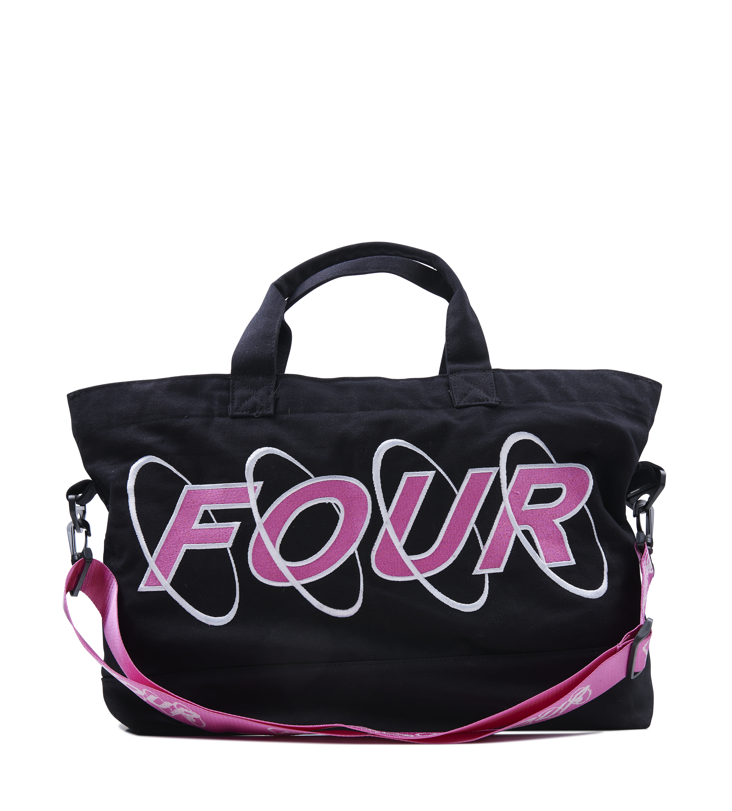 Circles Embroidery Shopper Medium White/ Pink