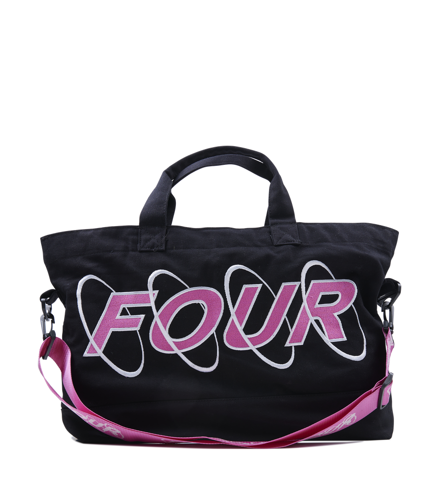 Circles Embroidery Shopper Medium White/ Pink