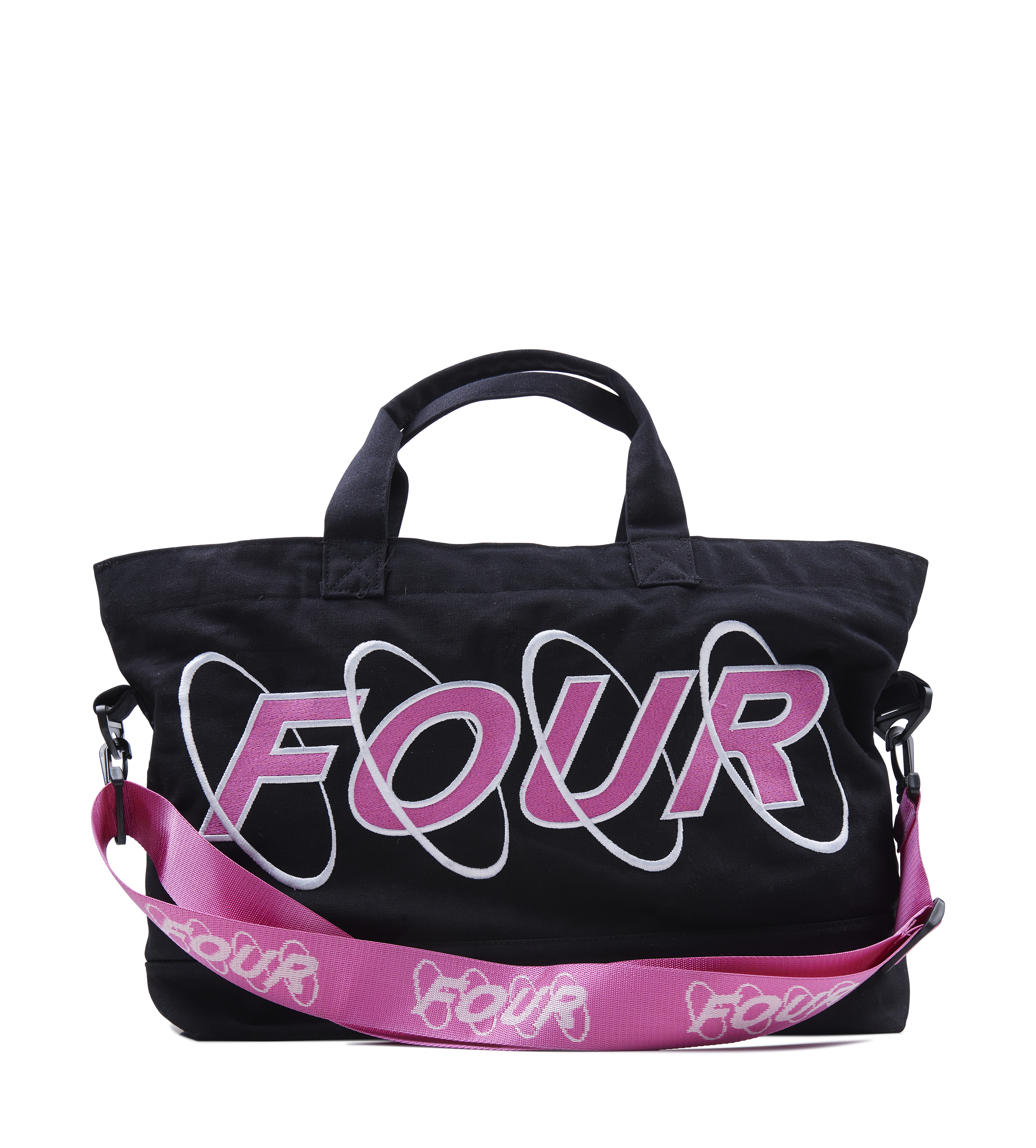 Circles Embroidery Shopper Medium White/ Pink