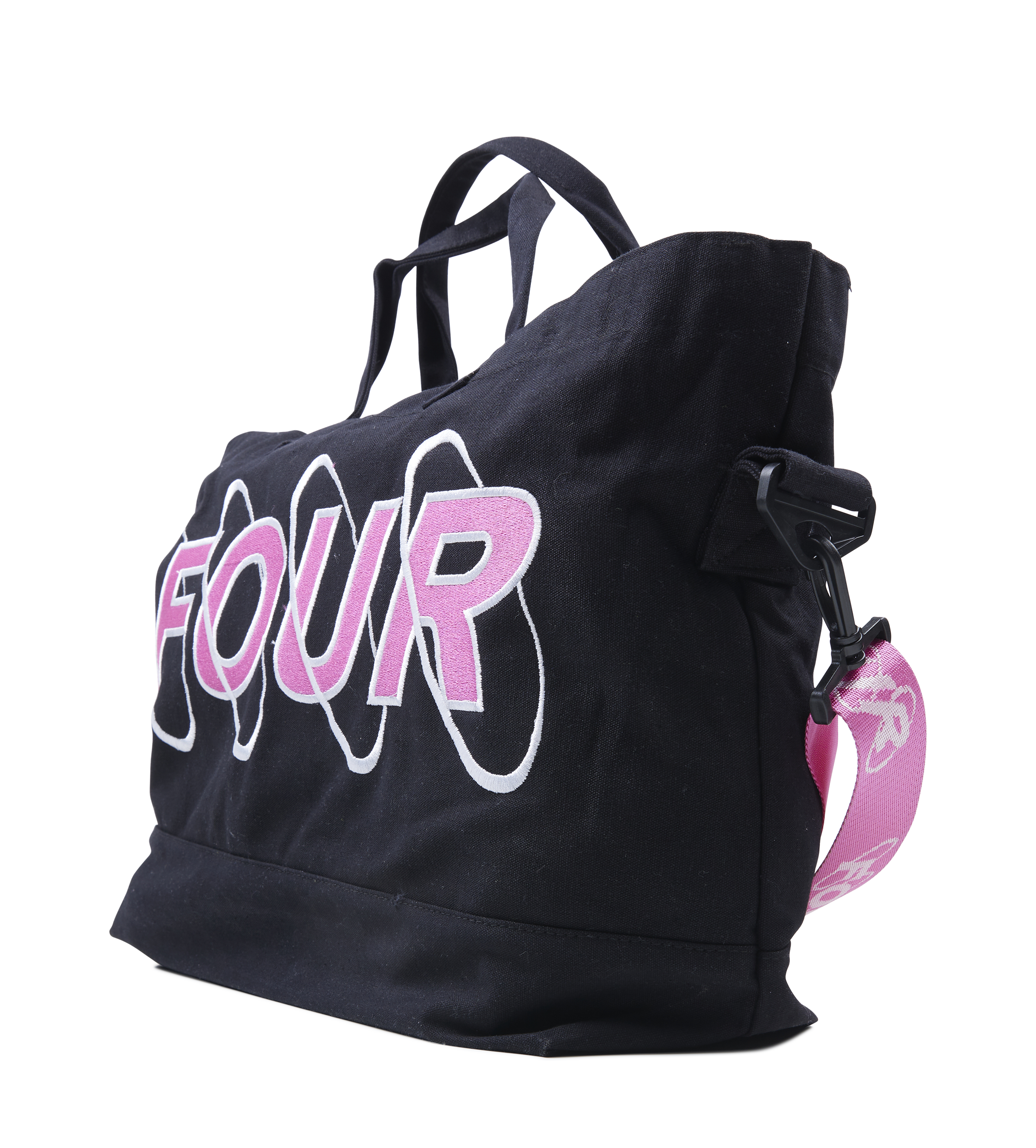 Circles Embroidery Shopper Medium White/ Pink
