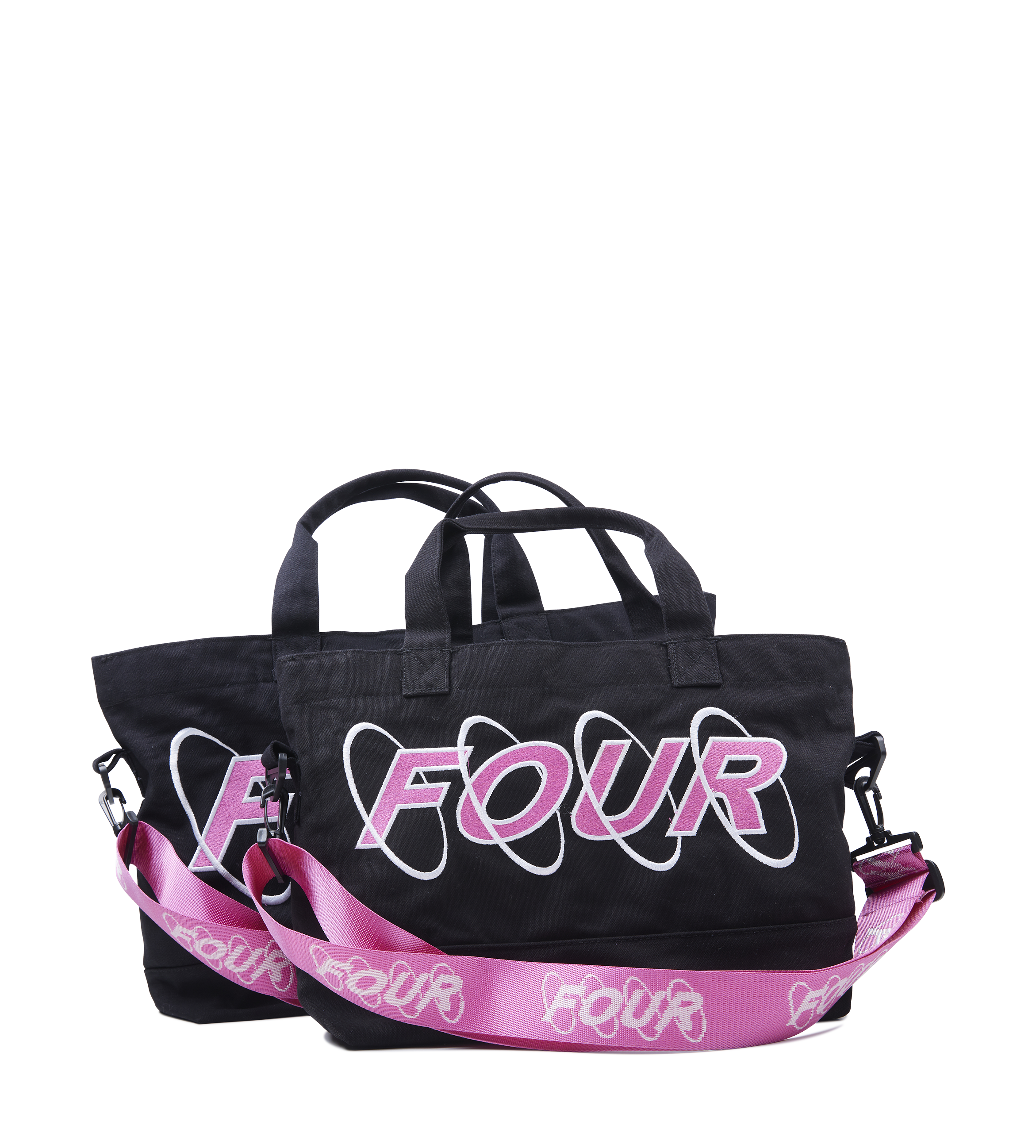 Circles Embroidery Shopper Medium White/ Pink