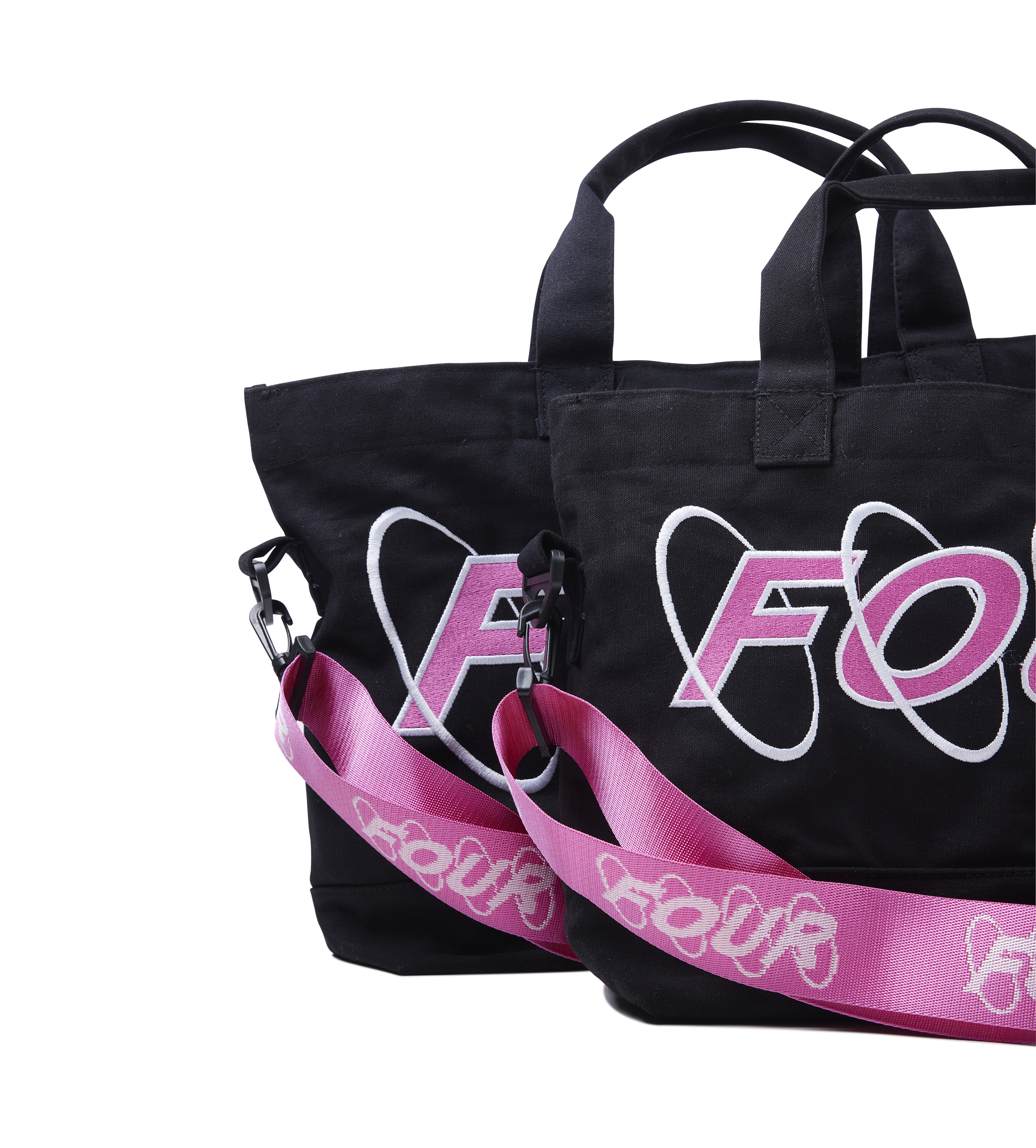 Circles Embroidery Shopper Medium White/ Pink