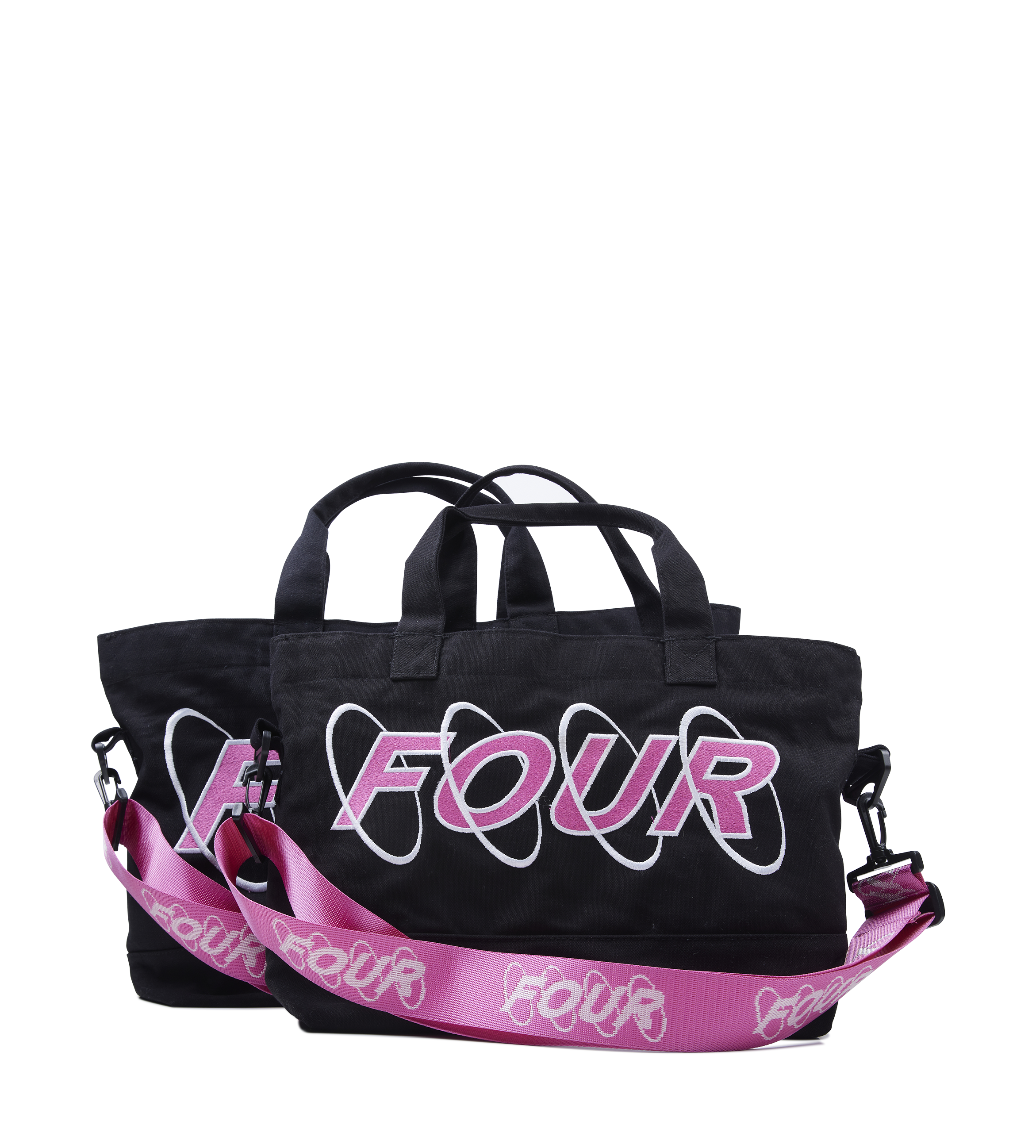 Circles Embroidery Shopper Small White/ Pink