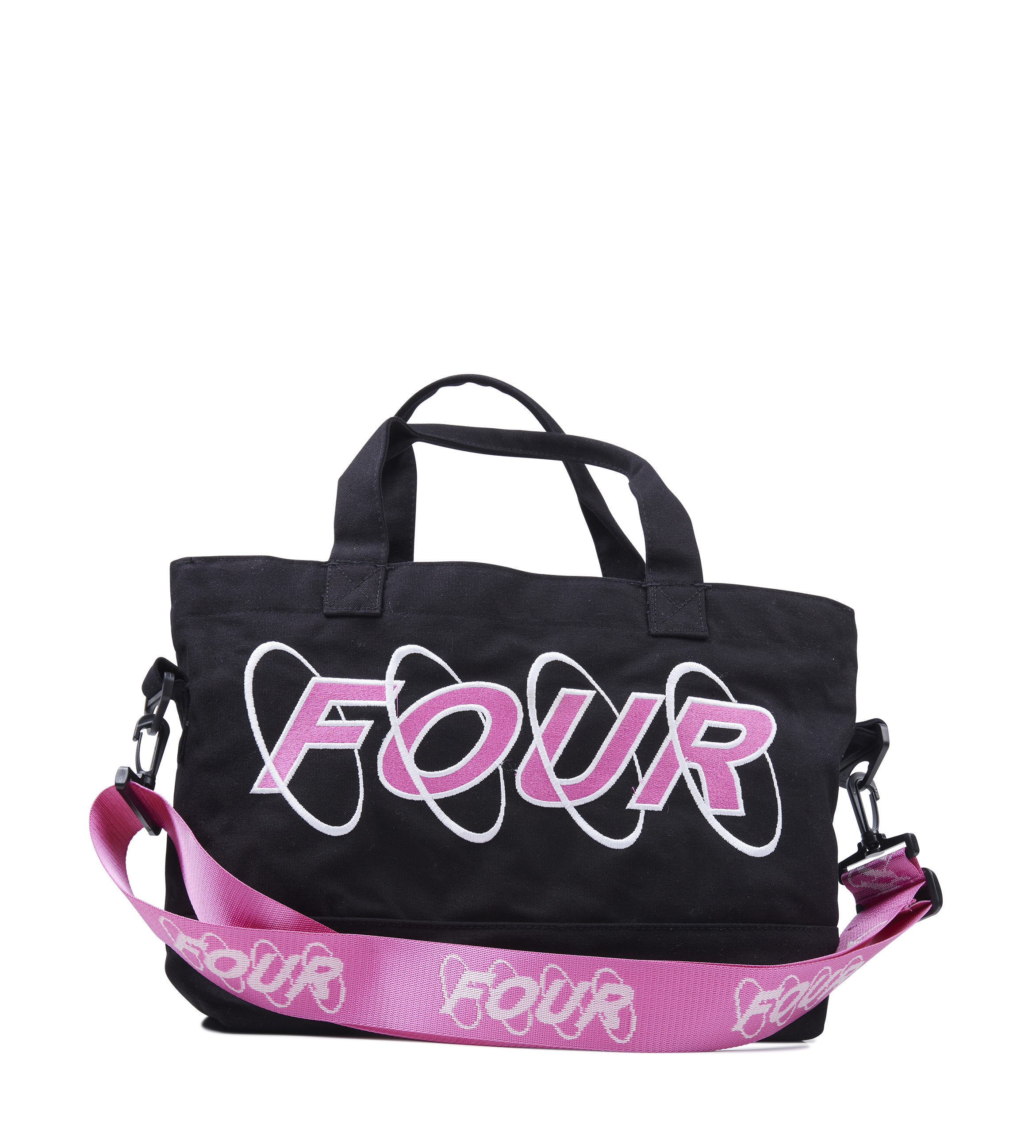Circles Embroidery Shopper Small White/ Pink