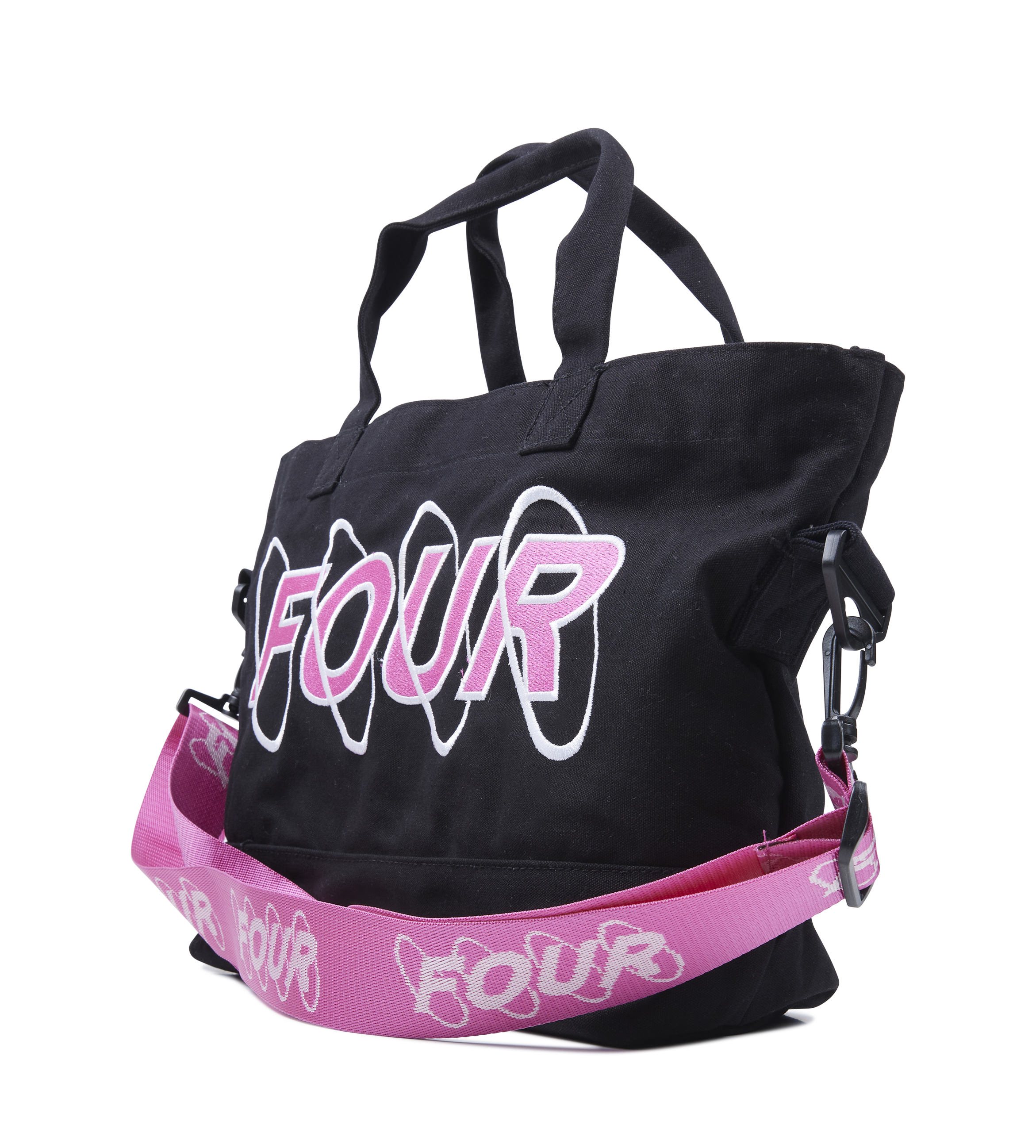 Circles Embroidery Shopper Small White/ Pink