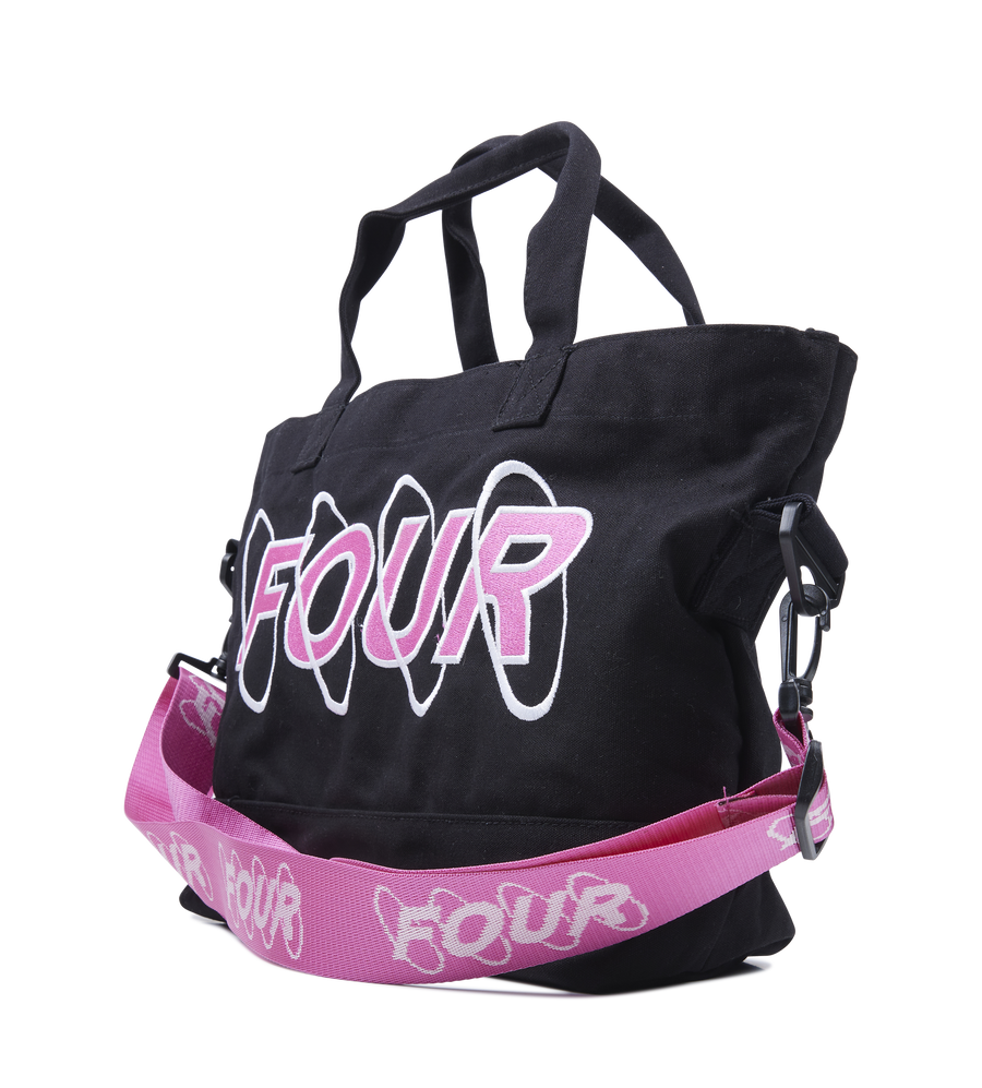 Circles Embroidery Shopper Small White/ Pink