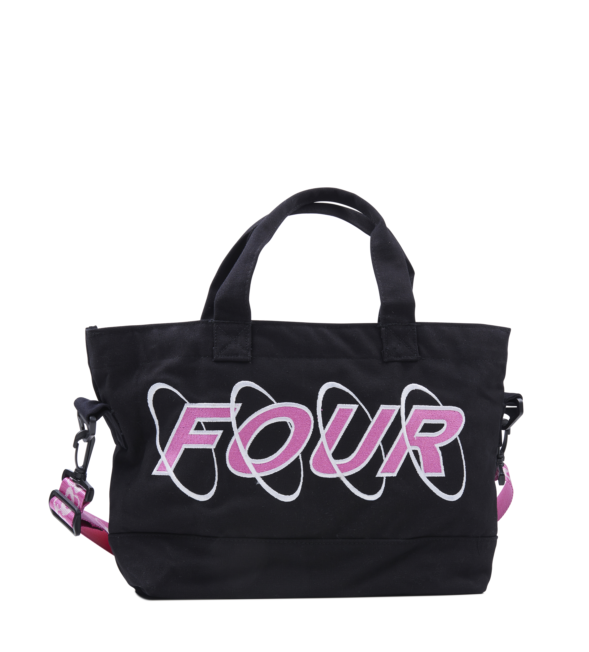 Circles Embroidery Shopper Small White/ Pink