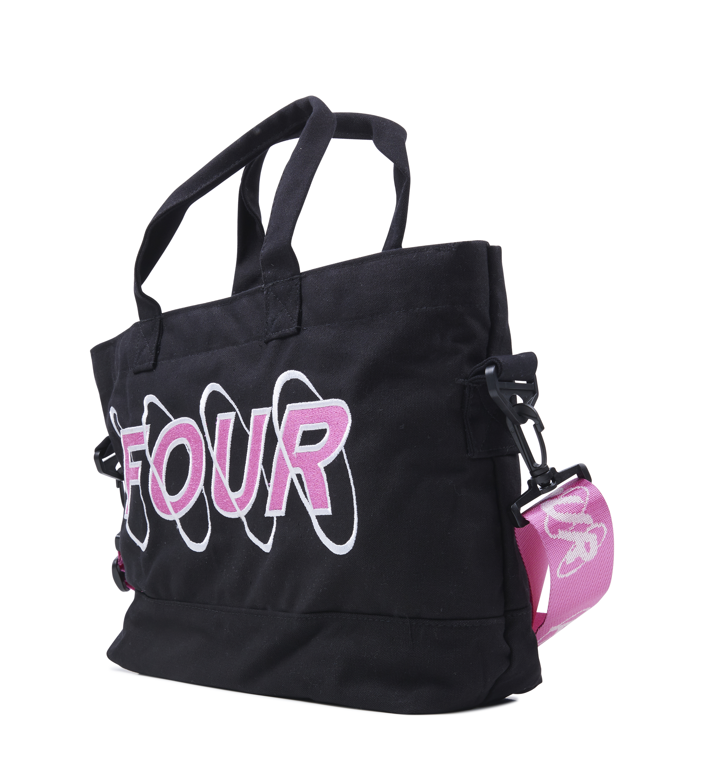 Circles Embroidery Shopper Small White/ Pink