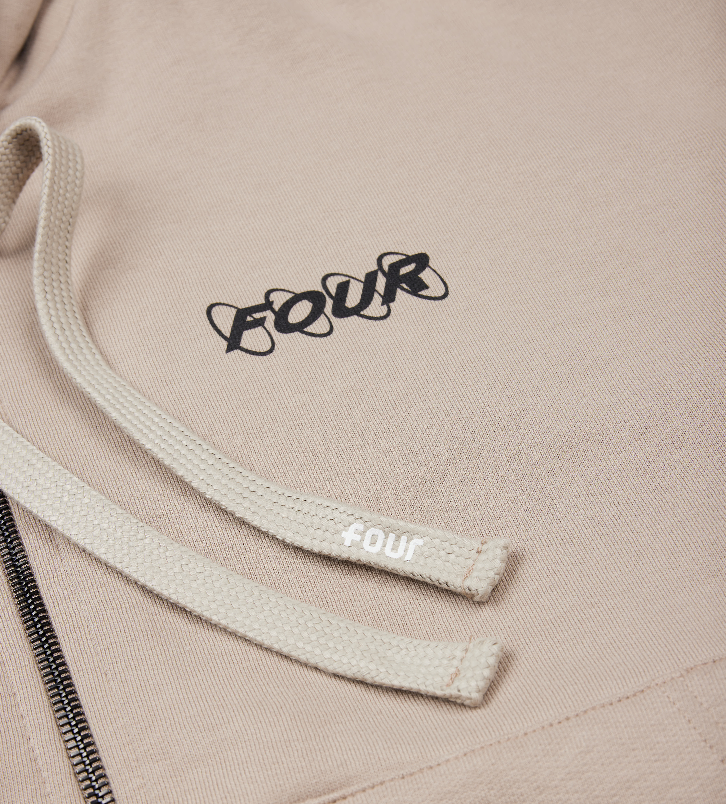 Circles Boxy Zip Up Hoodie Vintage Khaki 