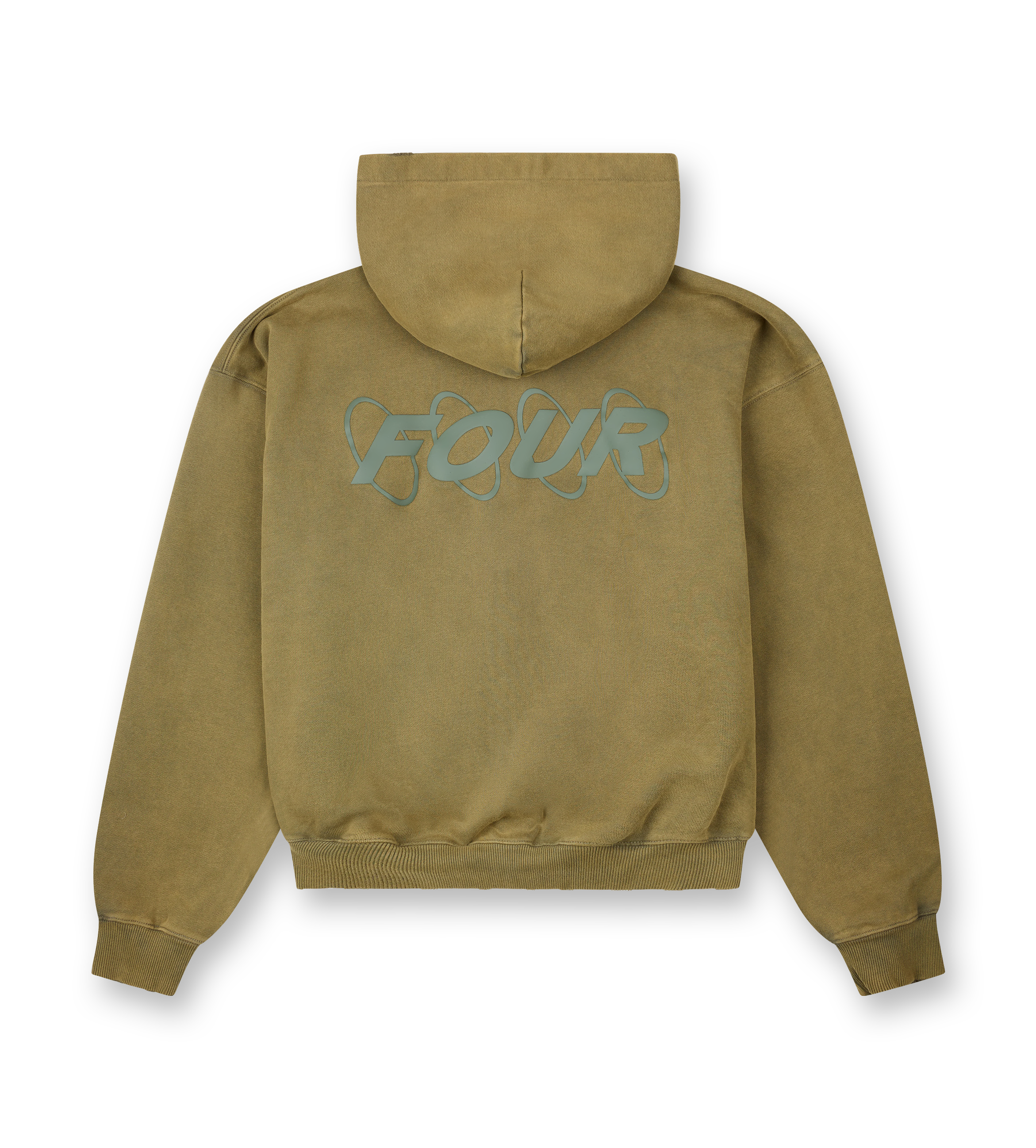 Circles Zip Up Hoodie Washed Olive