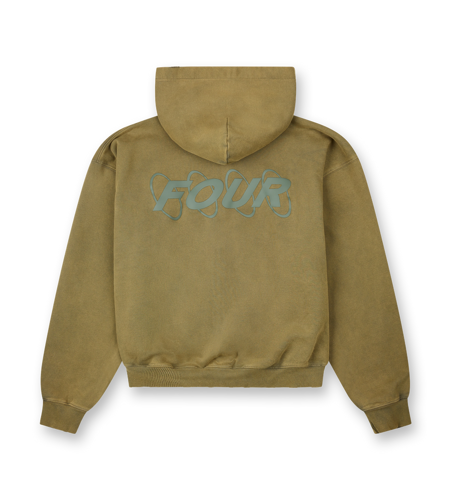 Circles Zip Up Hoodie Washed Olive