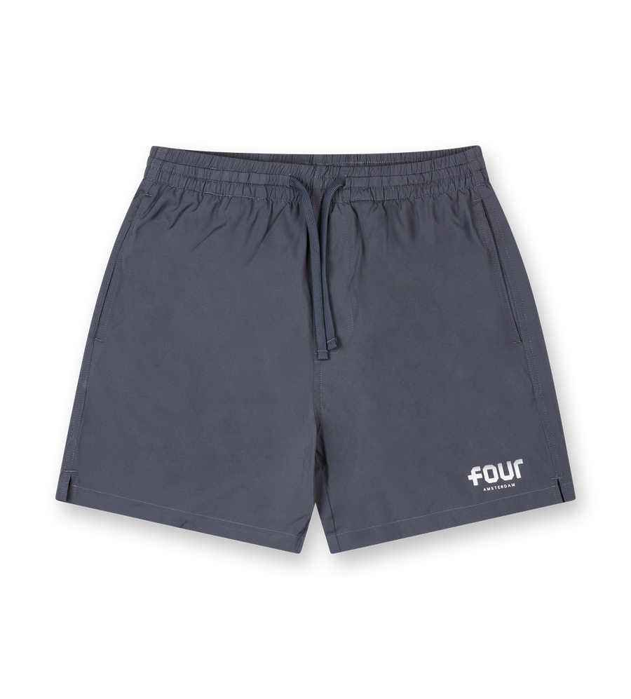 Logo Swim Shorts Asphalt/ White
