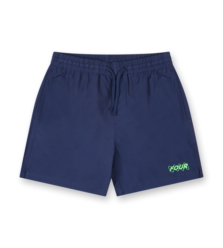 Circles Swim Shorts Marine Blue/ Neon Green
