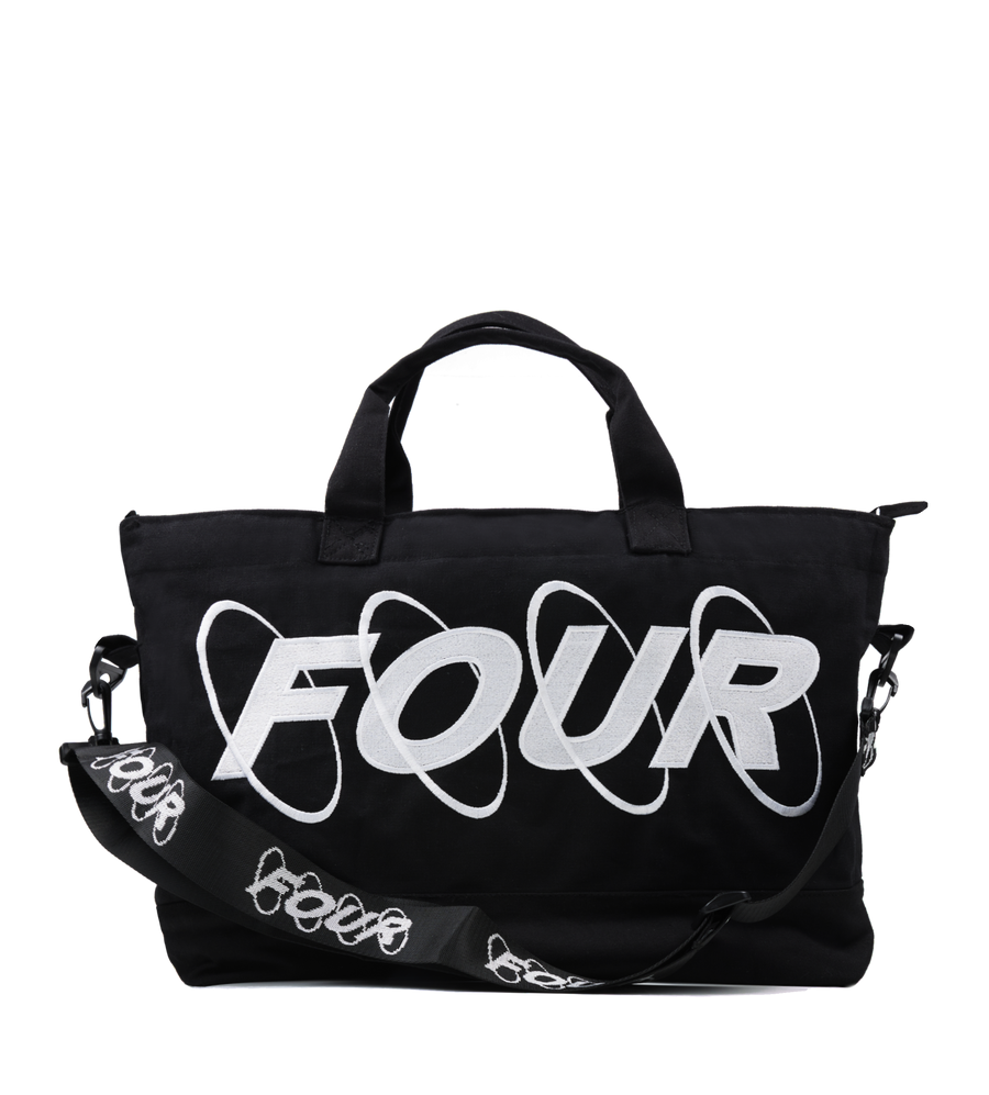 Circles Embroidery Shopper White