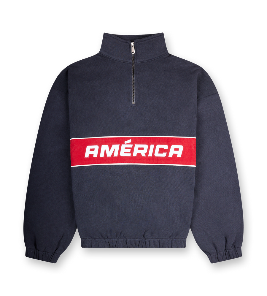 Black 'America' Quarter Zip Sweatshirt
