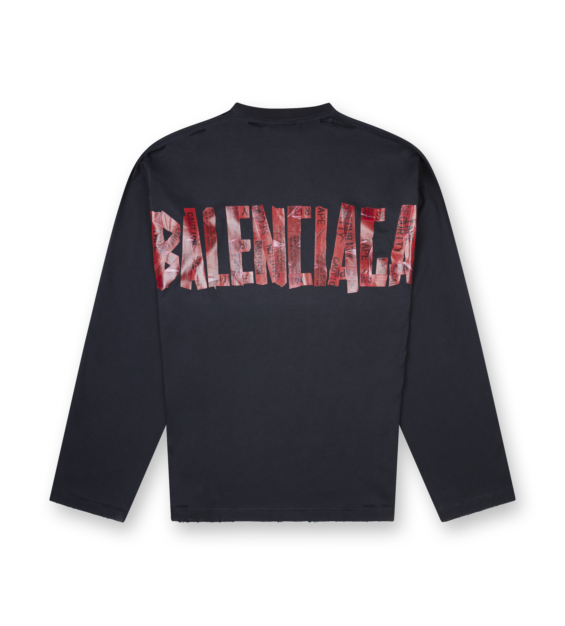 Security Tape Oversized Long Sleeve T-shirt in Faded Black