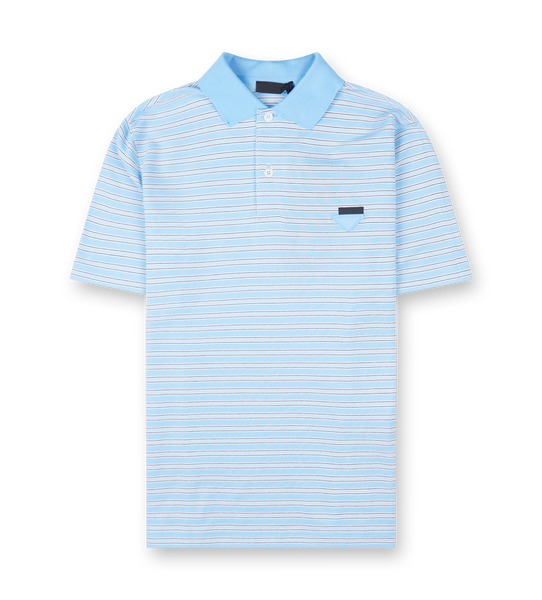 Tシャツ・カットソー PRADA FW25 Grey cotton polo shirt (134720SOOO173J F0684) Striped cotton polo shirt – FOUR Amsterdam