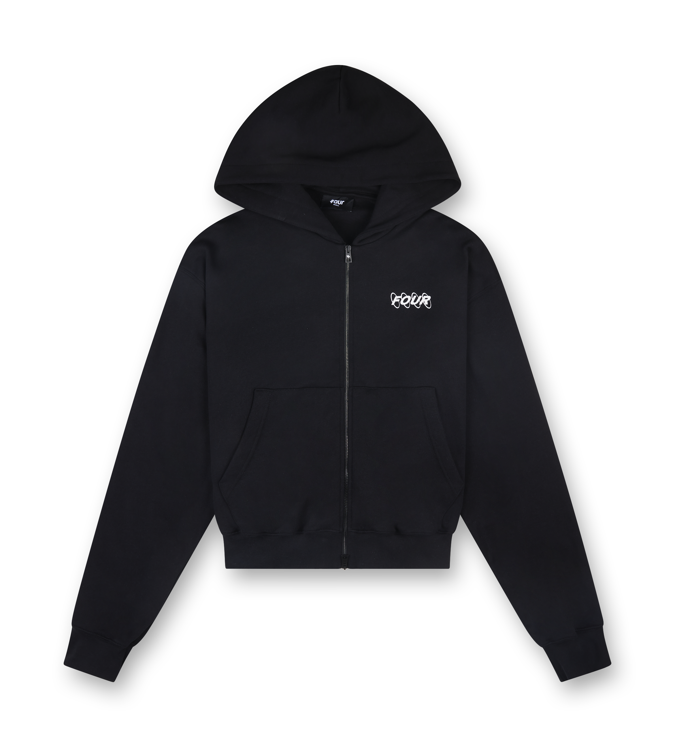 Distorted Logo Zip Up Hoodie Black