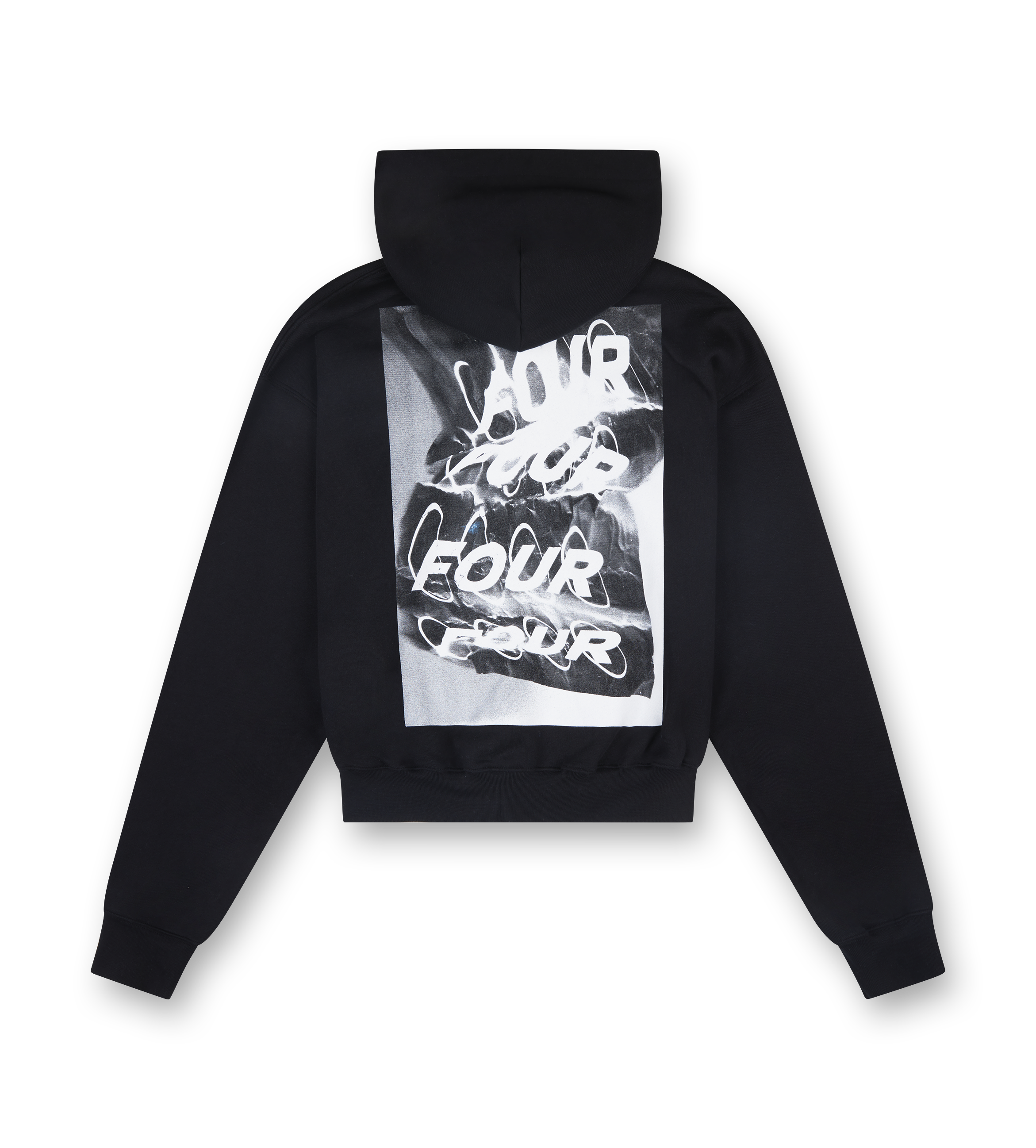 Distorted Logo Zip Up Hoodie Black