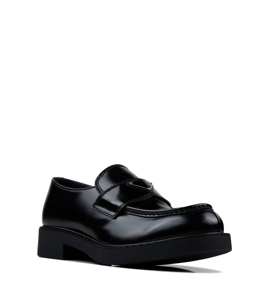 Logo Leather Loafers in Black