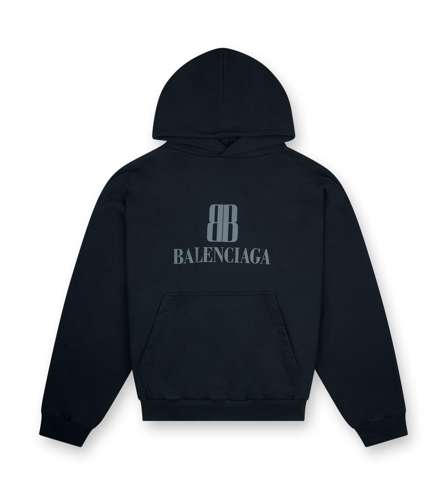 Balenciaga Nano BB Hoodie Medium Fit in faded black dry fleece
