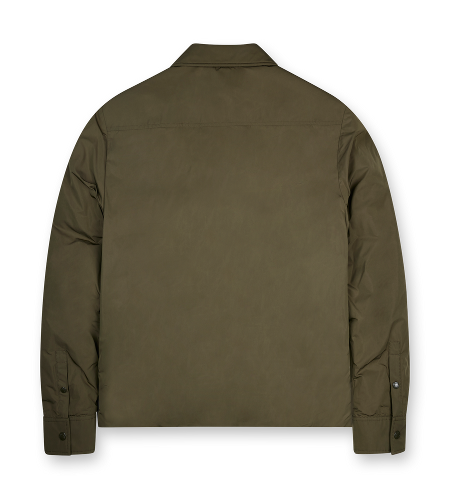 Moncler Vigeon Down Shirt Jacket in Olive Green