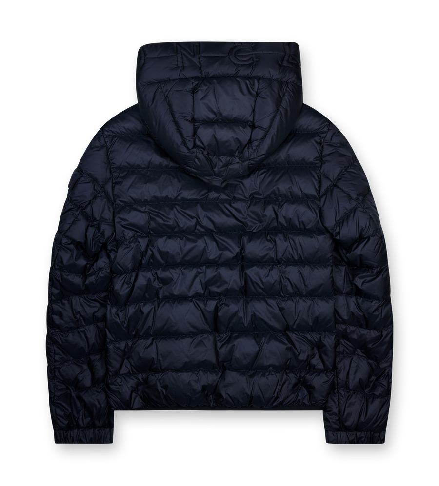 Moncler Najan Hooded Short Down Jacket in Navy