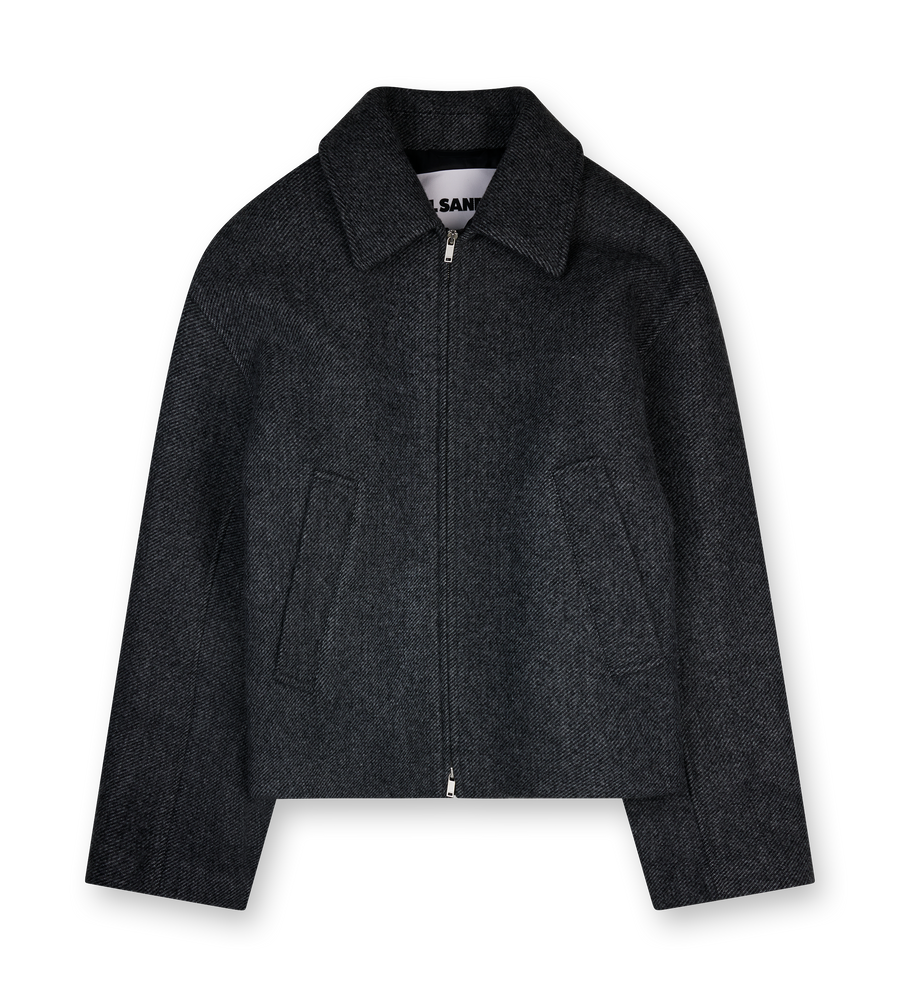 Jil Sander Wool Gabardine Padded Blouson in Grey Meteorite