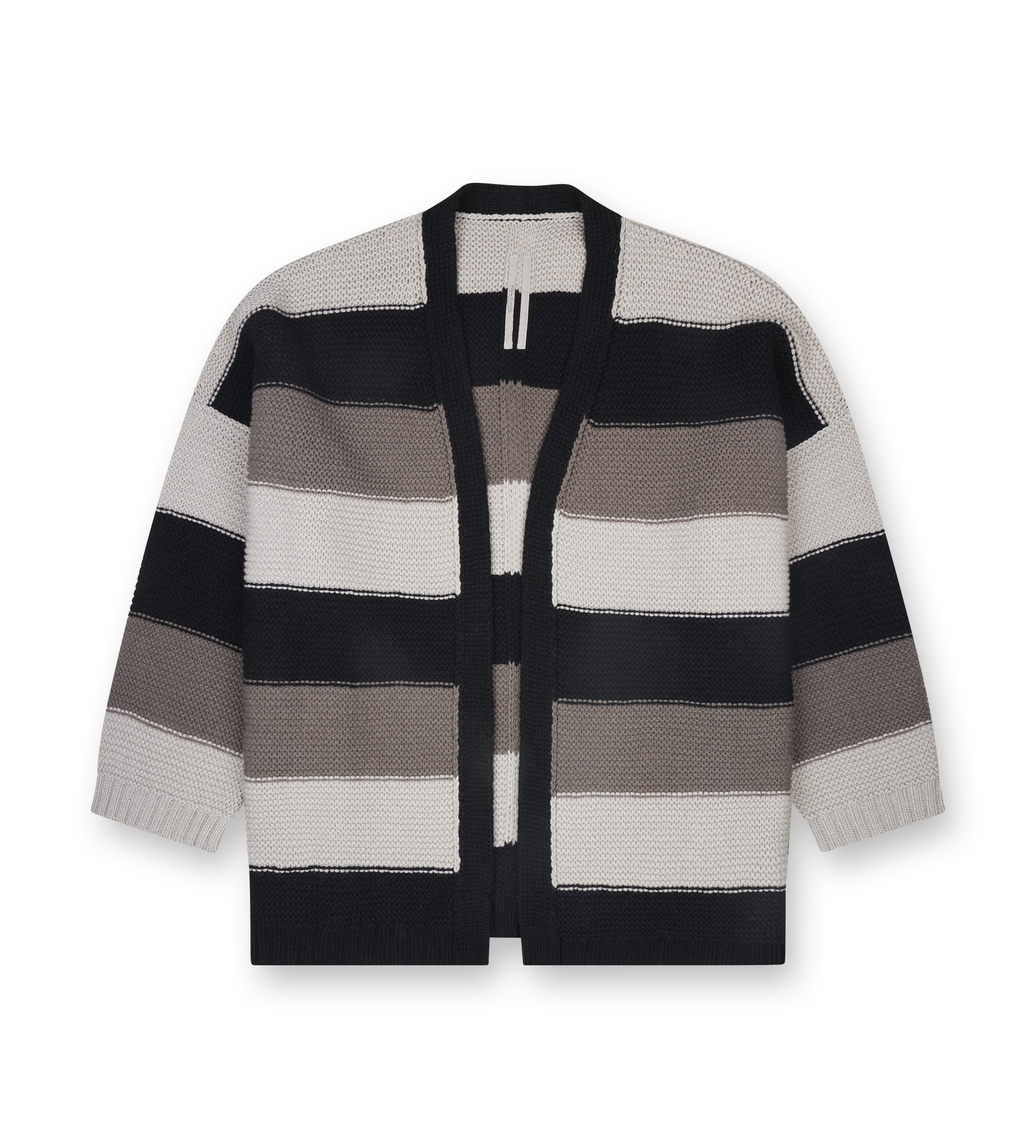 Rick Owens Pitti Heavy Wool Cardigan in Black / Pearl / Dust