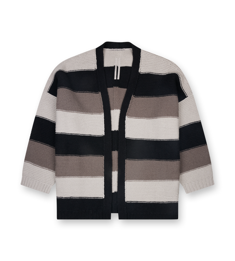 Rick Owens Pitti Heavy Wool Cardigan in Black / Pearl / Dust