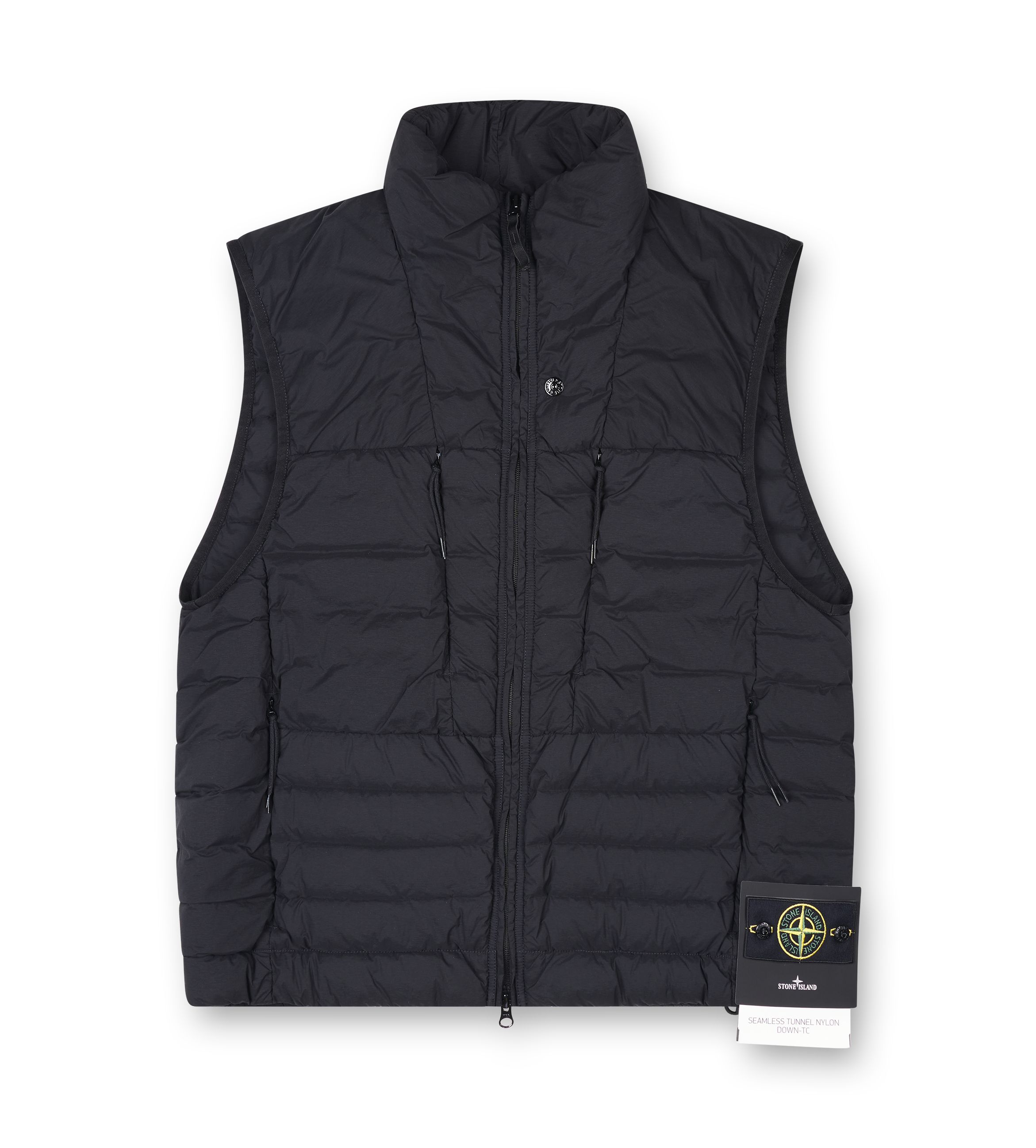 Stone Island Down vest with seamless feather tunnels and anti-drop in Black